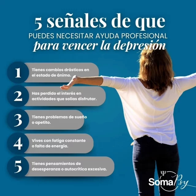No dudes en buscar ayuda 💙👥. En #SomaPsy estamos para acompañarte en esta transformación hacia tu bienestar emocional. #Depresión #ApoyoProfesional