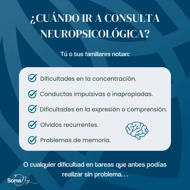 Si notas que eres menos funcional que antes en tu vida diaria, o tienes dificultades en tus actividades que son causa de estrés y malestar, ¡agenda tu cita con nosotros, te podemos ayudar! ✨

#somapsy #clinicadepsicologia #psicologosmexico #neuropsicologia #neuropsicologosmexico #pciologiaclinica #saludmental #saludmentalyemocional #saludmentalyfisica #saludmentalparatodos #rehabilitaciónneuropsicológica #consultoriodepsicologia #problemasdememoria #problemasdeaprendizaje #problemasdeatención #problemasdelenguaje #terapiaenniñosyadolescentes #terapiaenadultos #terapiaenadultosmayores
